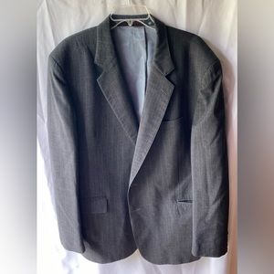 VTG English Manor Blazer Men 48L Pinstripe Wool 2 Button Gray Suit Jacket Vented
